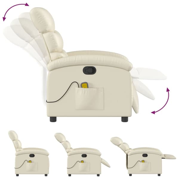 Massagefåtölj krämfärgad konstläder