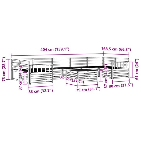 Utomhussoffset 8 pcs Naturfärg