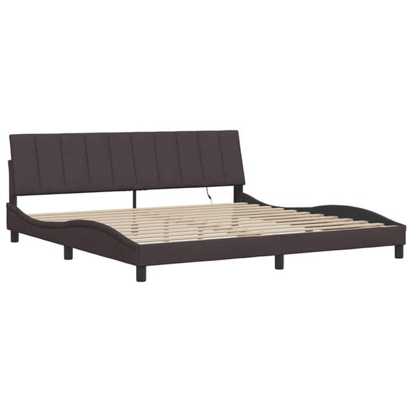 Bed Frame without Mattress "Hanko" Dark Brown 200x200cm Fabric