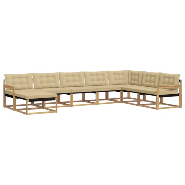 Utomhussoffset med kudde 8 pcs Vit och Beige