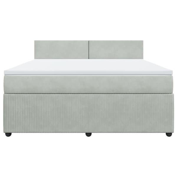Ramsäng med madrass ljusgrå 180x200 cm sammet