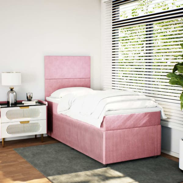 Ramsäng med madrass rosa 80x200 cm sammet