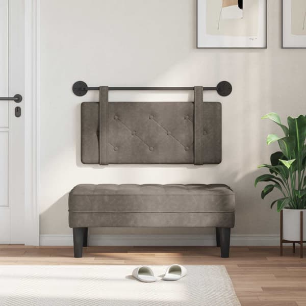 Hängande sänggavel Grå Antik PU