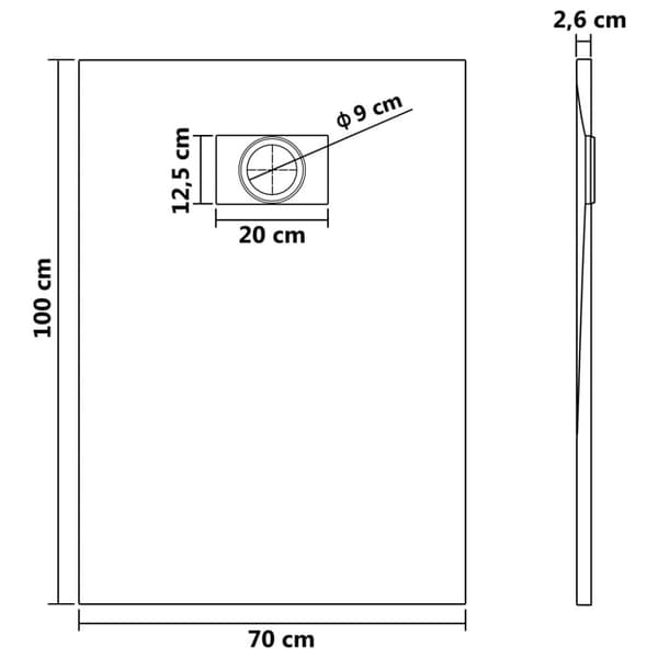 Duschkar SMC brun 100x70 cm