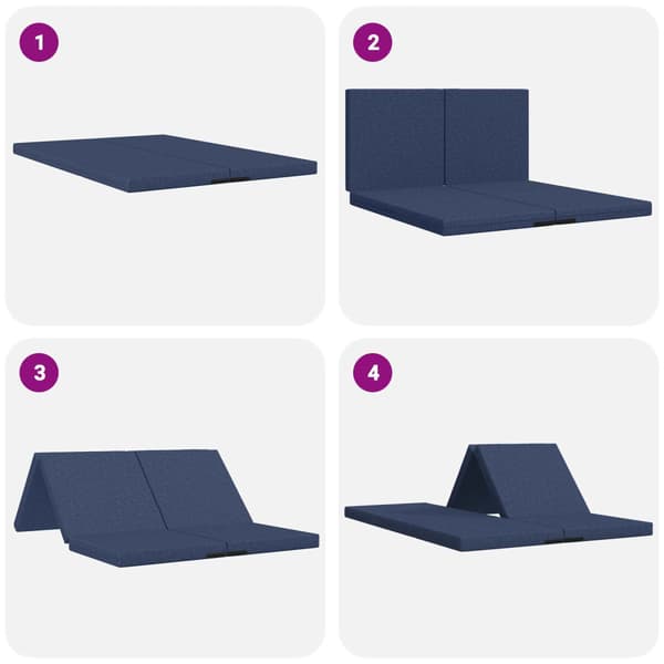 Fällbar Soffbed 140 x 67 x 45 cm Blå