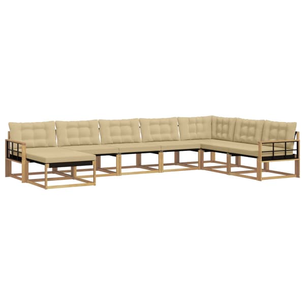 Utomhussoffset med kudde 8 pcs Vit och Beige