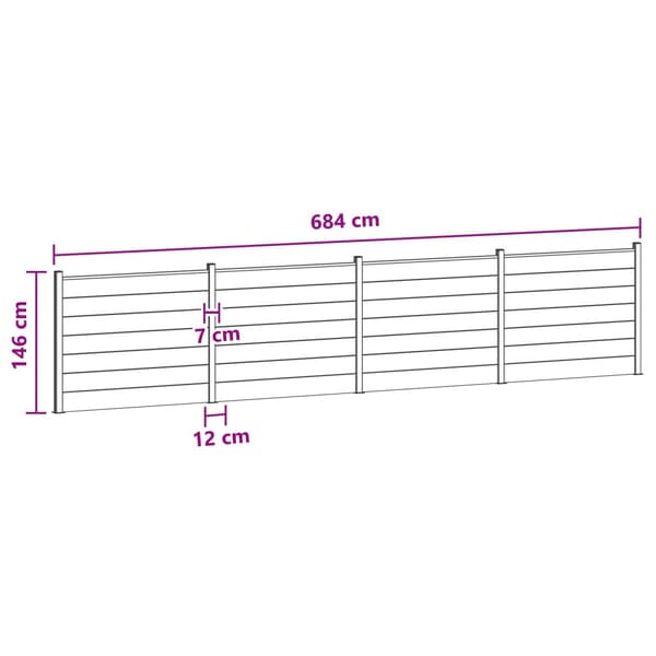 Stängselpanel 4 pcs WPC och aluminium Brun