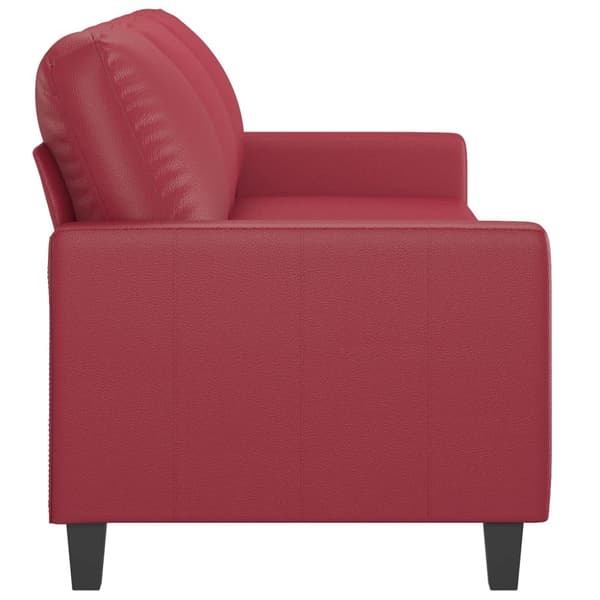 3-sitssoffa vinröd 180 cm konstläder