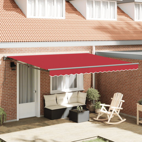 Markisram Röd 400 × 300 cm Polyester med PU-beläggning