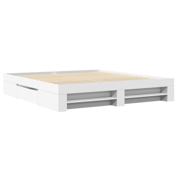 Sängram vit 200x200 cm konstruerat trä