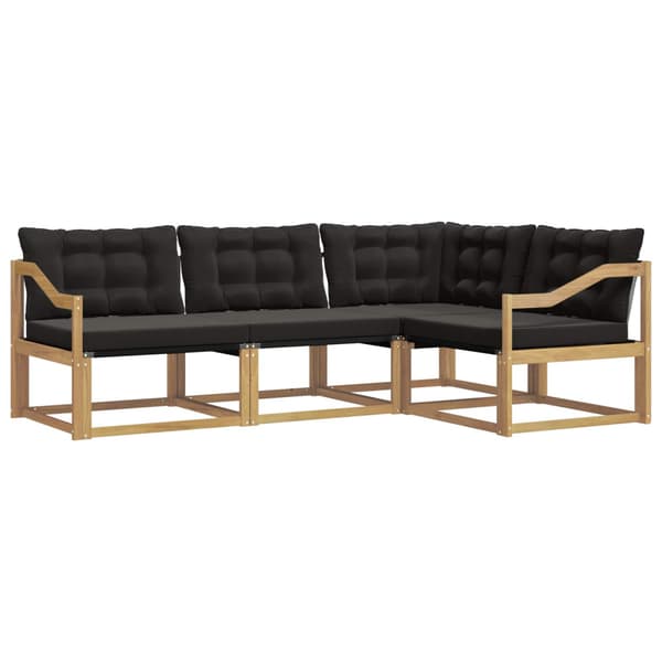 Utomhussoffset med kudde 4 pcs Vit och svart