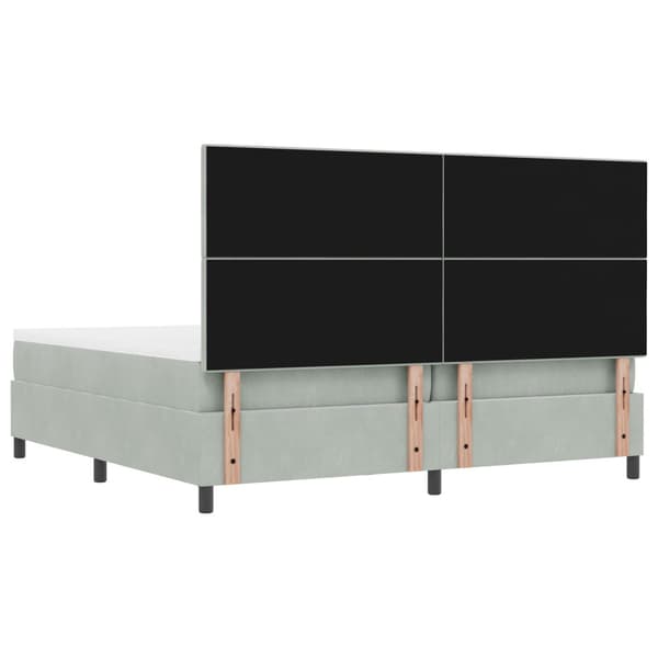 Bäddfjäder med huvudgavel Ljusgrå 200 x 200 cm Sammet