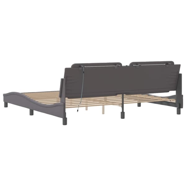 Bed Frame with LED without Mattress "Zadar" Grey 200x200 cm
