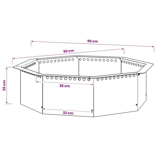 Eldstad ring Svart 90 x 90 x 25 cm Stål
