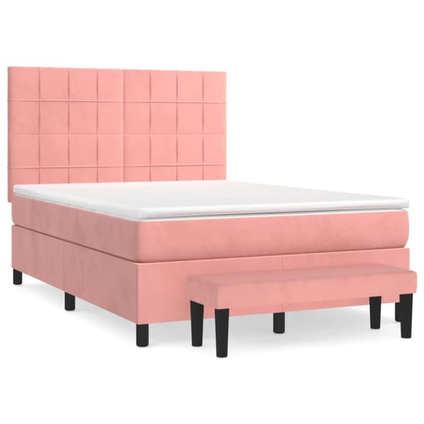 Ramsäng med madrass rosa 140x200 cm sammet