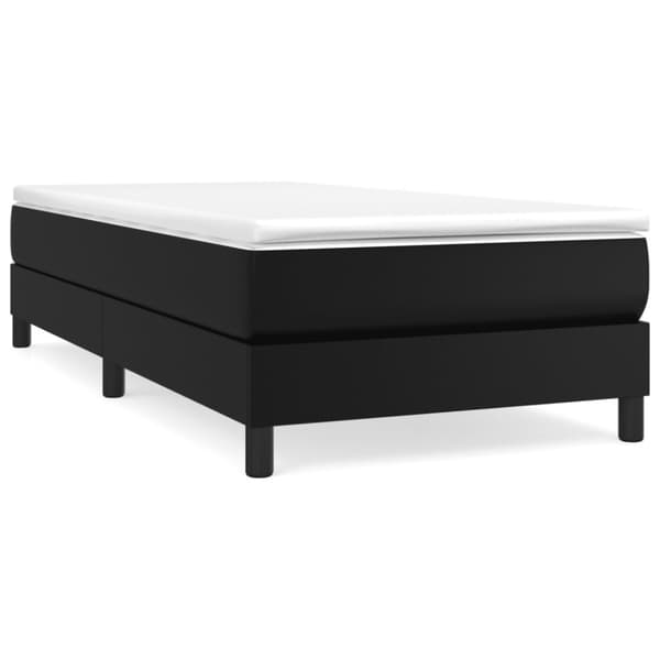 Boxspring-sängram svart 90x200 cm konstläder