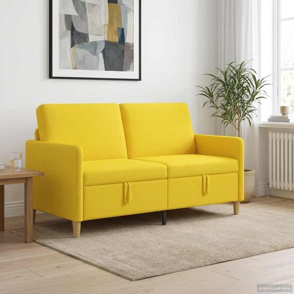 Soffa med förvaring Ljusgul 152 x 78 x 87 cm Polyester