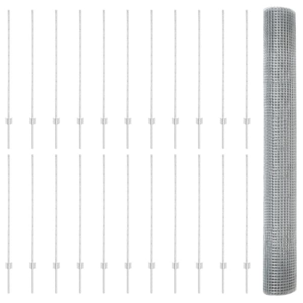 Stängsel med stolpe Silver 1,2 x 50 m Stål
