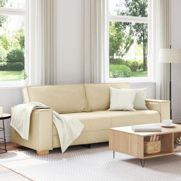 3-Sits soffa Kräm 220 cm tyg
