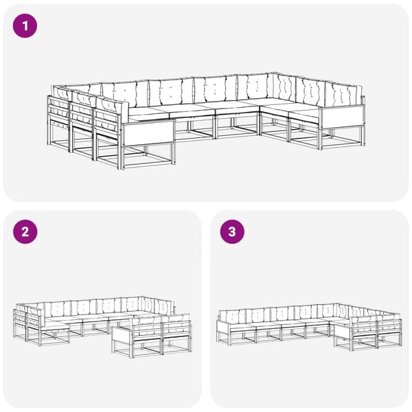 Utomhussoffset med kudde 9 pcs Naturlig och Beige