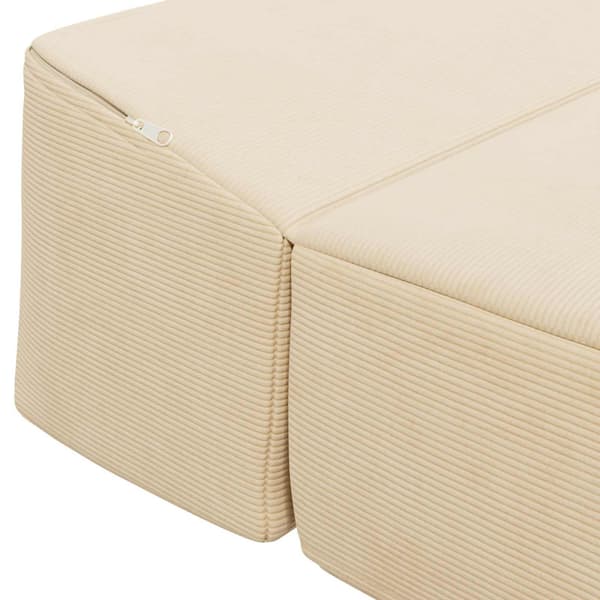 Fällbar Soffbed Gräddvit 200 x 70 x 15 cm Kordread tyg