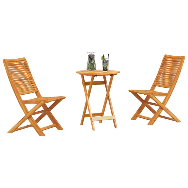 Fällbart bistroset 3 pcs Brun Massivt Akaciaträ