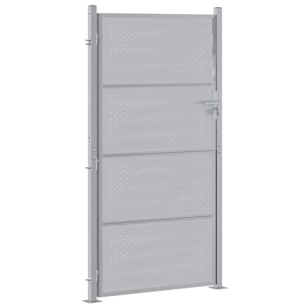 Trädgårdsgrind 85 x 174 cm Rostfritt stål Silver Låsbar