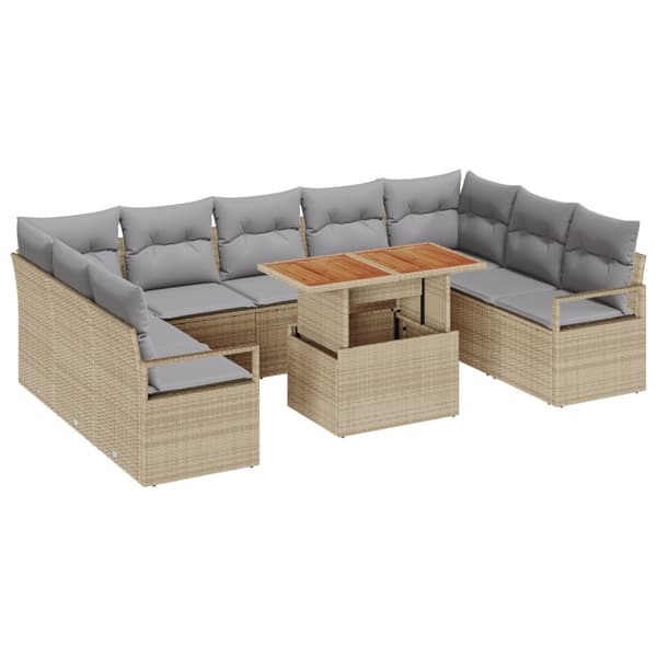 Trädgårdsoffset med kudde 10 pcs Beige och Grå