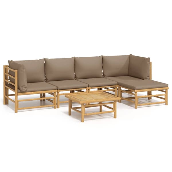Loungegrupp 6 delar taupe dynor bambu