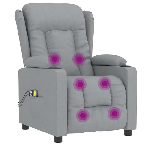 Elektrisk massagefåtölj ljusgrå tyg