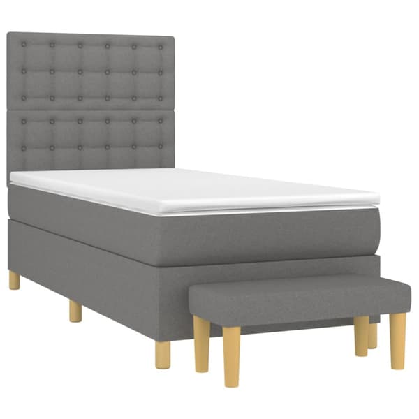 Ramsäng med madrass mörkgrå 100x200 cm tyg
