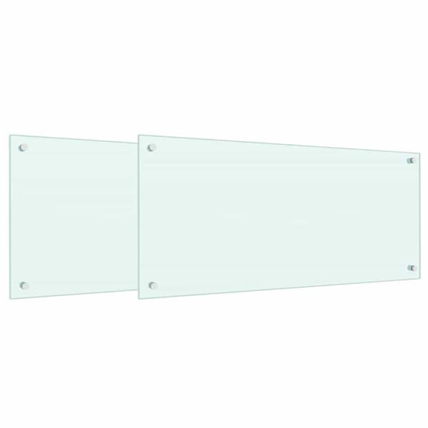 Köksskydd 2 pcs Vit 90 x 40 cm härdat glas