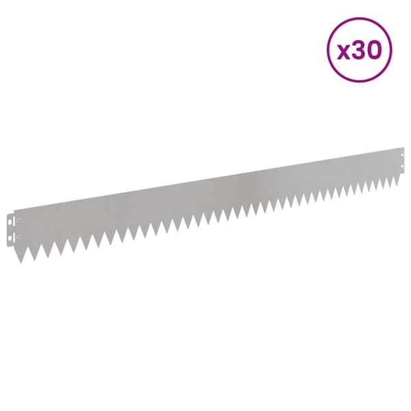 Kant för gräsmatta 30 pcs 103 x 10 cm Stål Silver