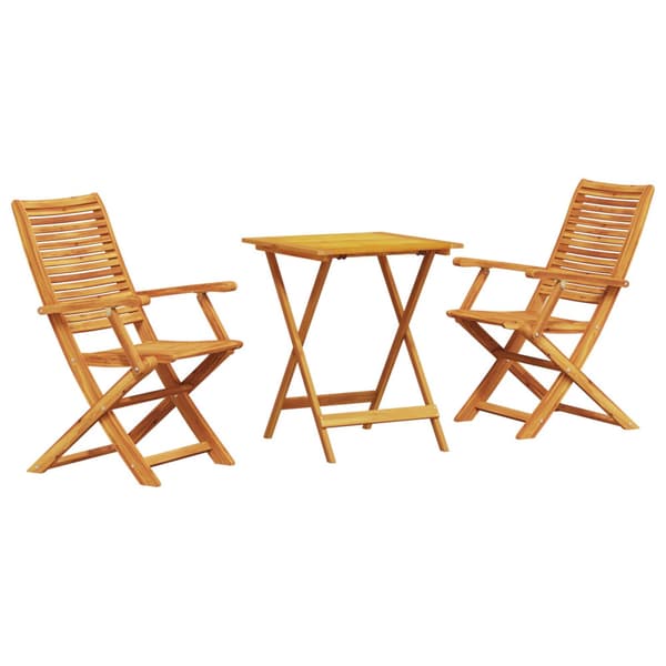 Fällbart bistroset 3 pcs Brun Massivt Akaciaträ