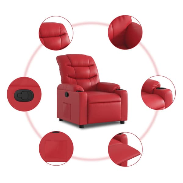 Reclinerfåtölj röd konstläder