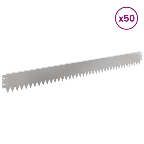 Kant för gräsmatta 50 pcs 103 x 10 cm Stål Silver