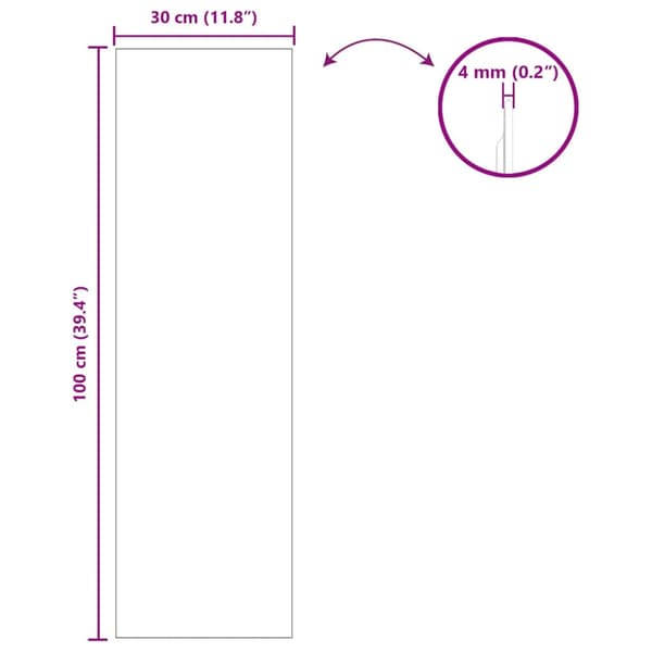 Väggspegel Rektangulär 30 x 100 cm härdat glas