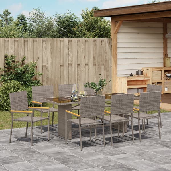 Trädgårdsmöbelset 9 pcs Grå konstrotting