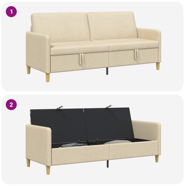 Soffa med förvaring Gräddvit 192 x 78 x 87 cm Polyester