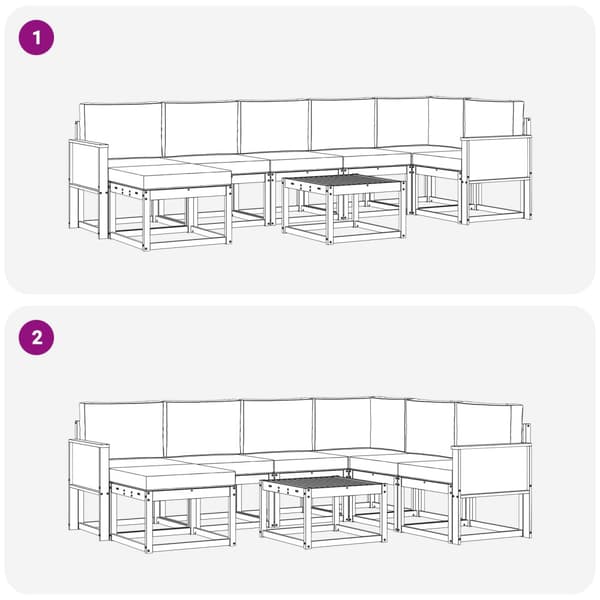 Utomhussoffset med kudde 8 pcs Naturlig och ljusgrå Polyester