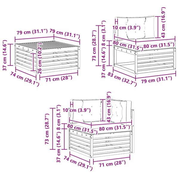Utomhussoffset med kudde 9 pcs