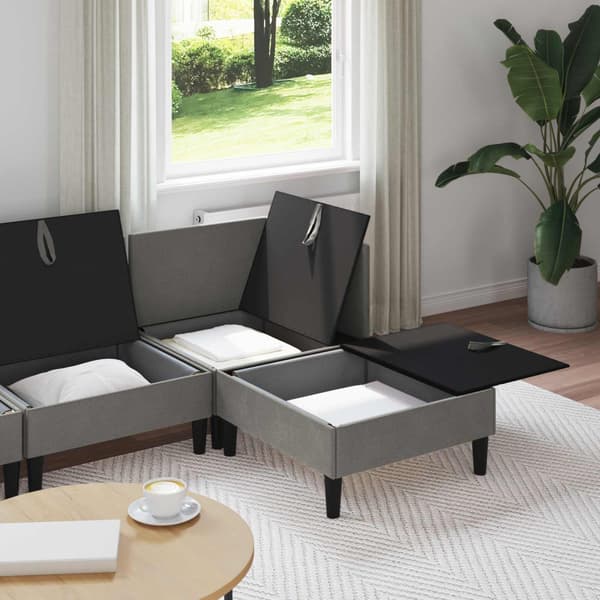 Möbelset för vardagsrummet 4 pcs Mörkgrå Tyg