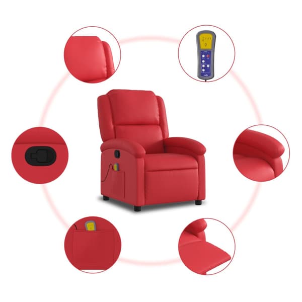 Massagefåtölj röd konstläder