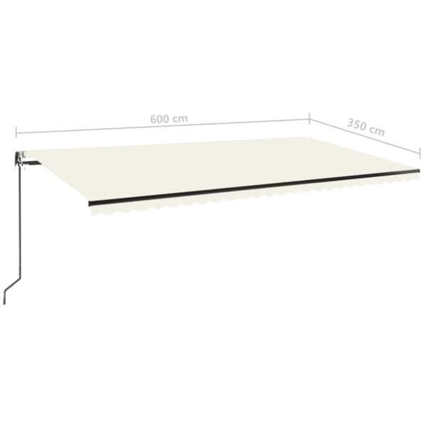 Automatisk markis med vindsensor & LED 600x350 cm gräddvit