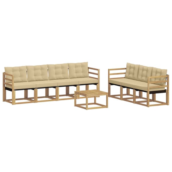 Utomhussoffset med kudde 8 pcs Vit och Beige
