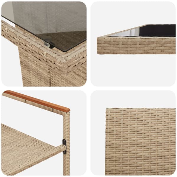 Trädgårdsmöbelset 9 pcs Beige konstrotting