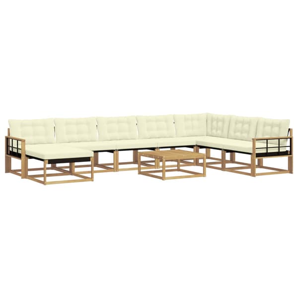 Utomhussoffset 9 pcs Vit och grädde 79 x 79 x 37 cm