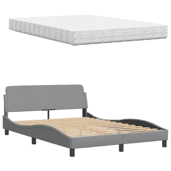 Bed with Mattress Light Grey 140x200 cm Fabric