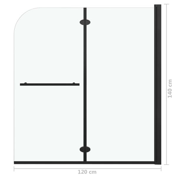Duschvägg fällbar 2 paneler ESG 120x140 cm svart