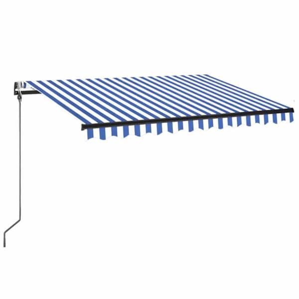 Automatisk markis med vindsensor & LED 350x250 cm blå och vit